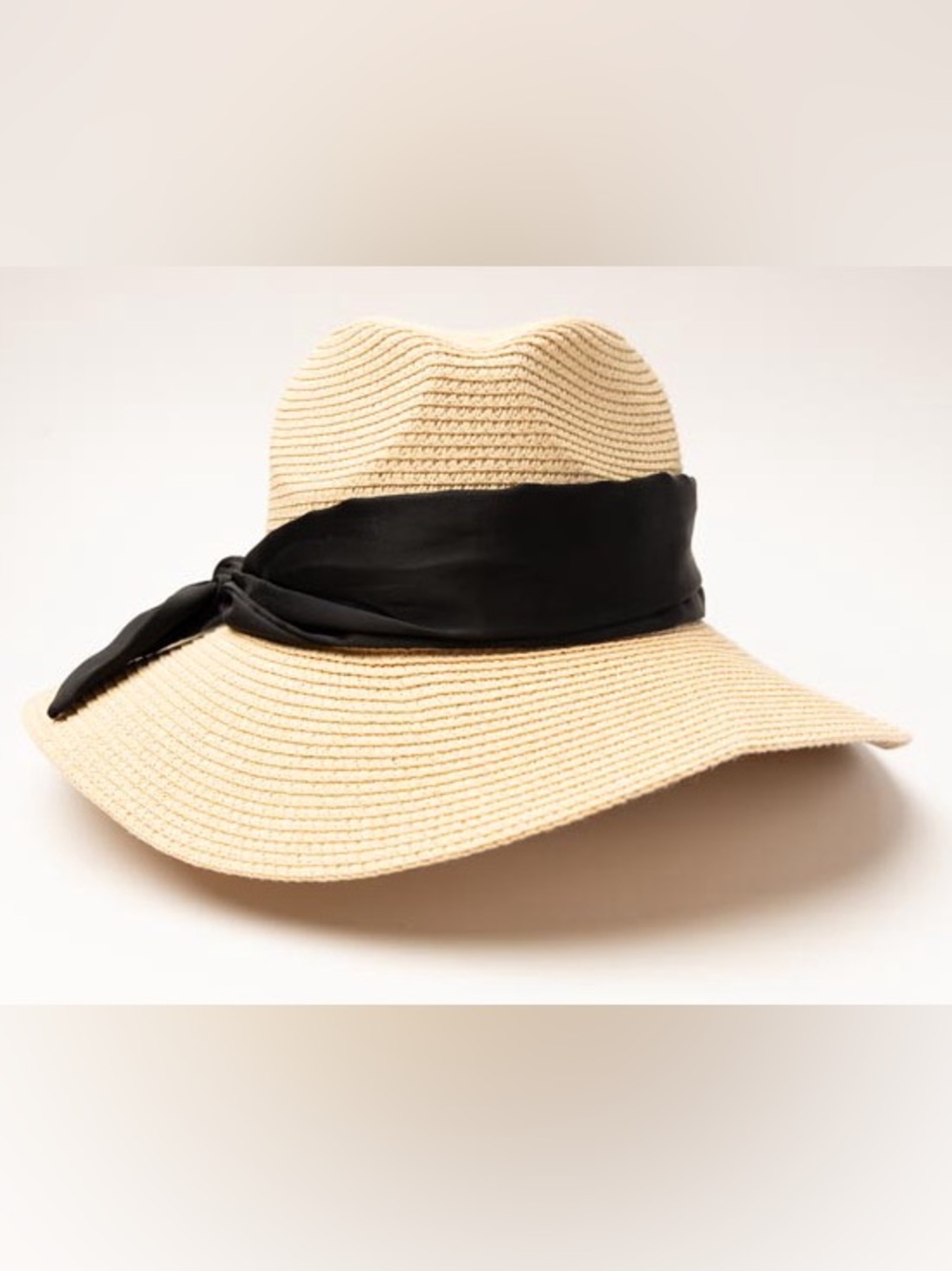 CALIA by Carrie Underwood Beige Straw Sun Hat with Black Band